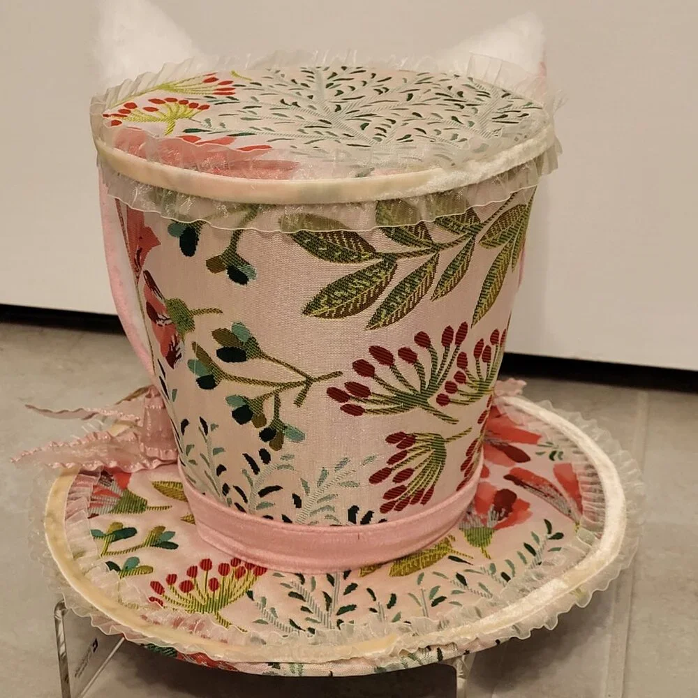 Light Colored Begonia Market Top Hat with Bunny Ears - Picture 8 of 8